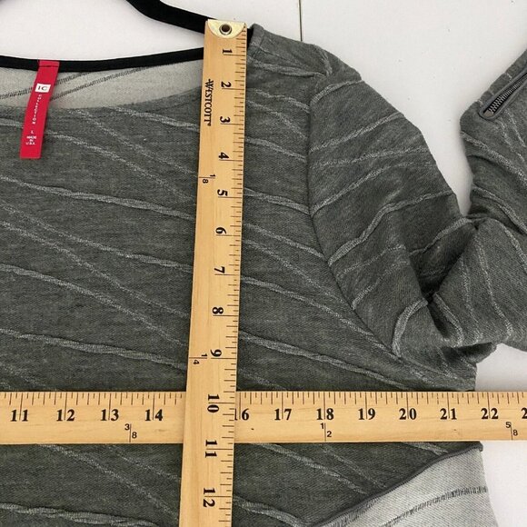 IC Connie K Artsy Tunic Top Womens Large Gray Asymmetrical Zip Sleeves - Picture 9 of 10